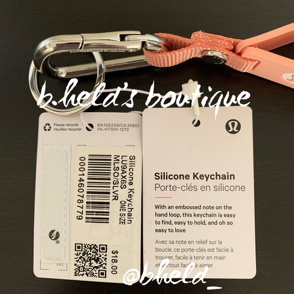 lululemon Silicone Keychain in Melon Sorbet/Silver One Size Brand New NWT - Picture 3 of 10